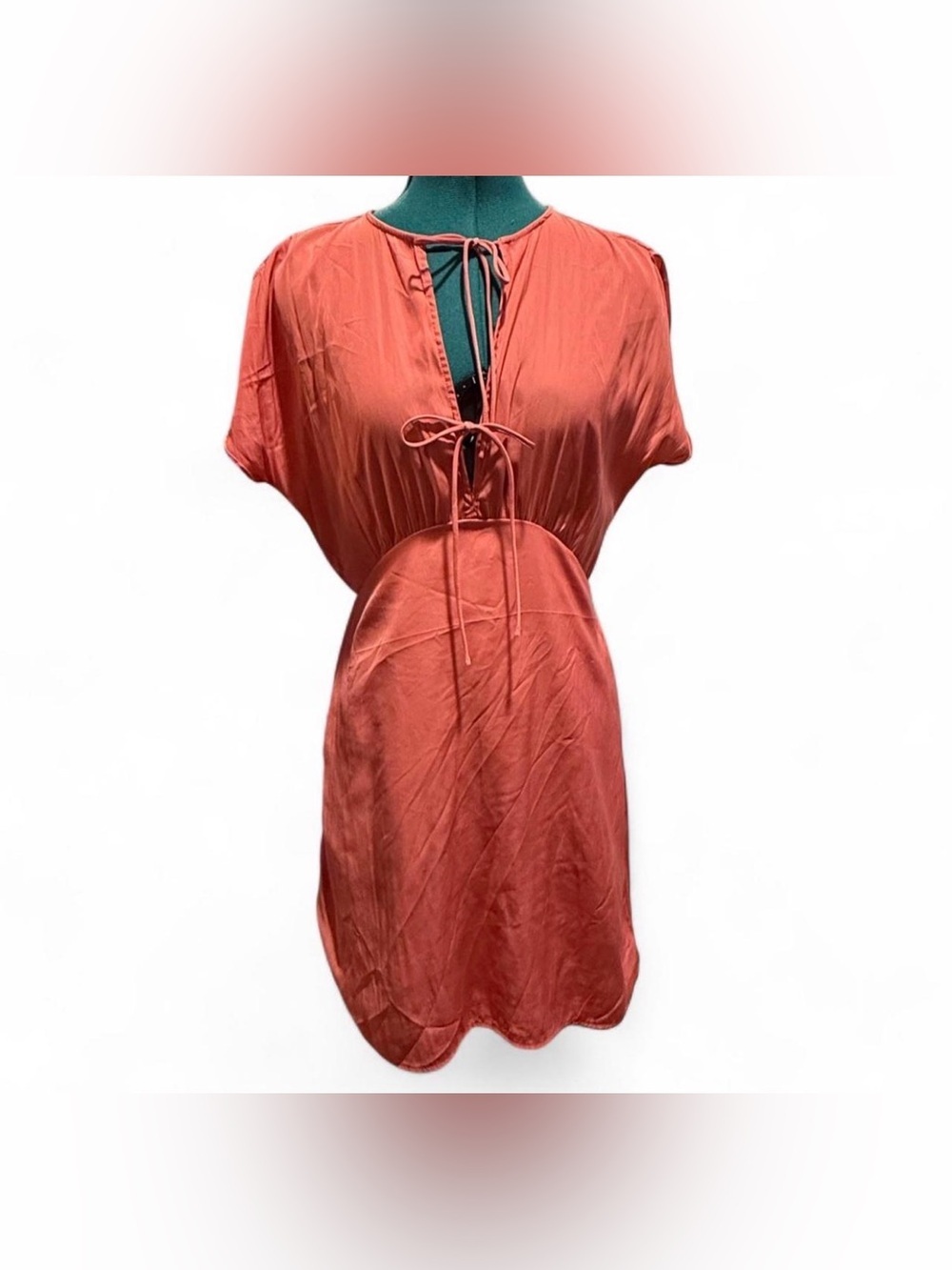 Universal Thread Coral Tie-Front Short Sleeve Dress